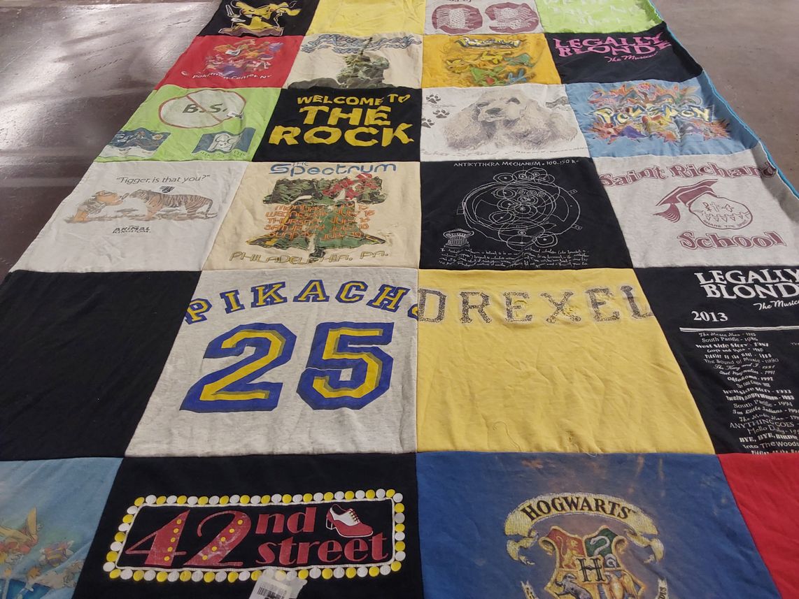 T-shirt quilt from drexel university, saint richard school by Allison from PA