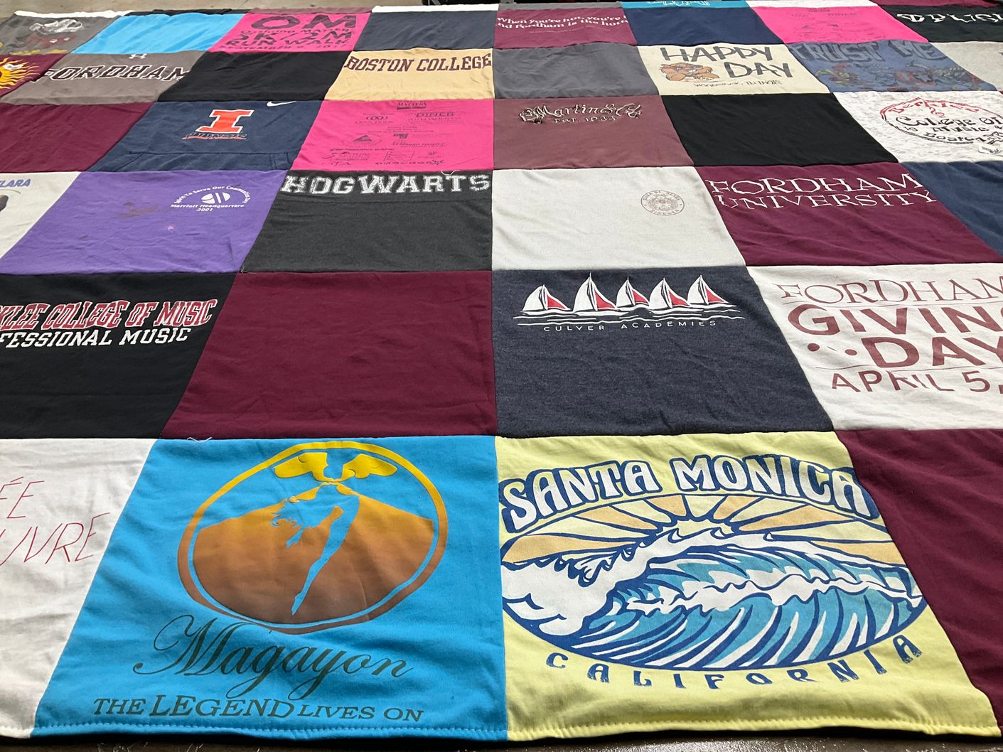 T-shirt quilt from fordham university, boston college by Prima from IL