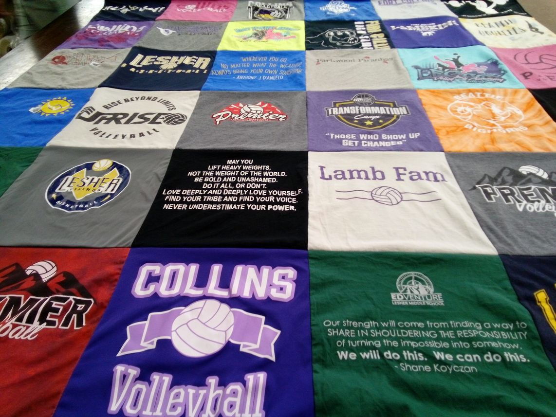 T-shirt quilt featuring collins volleyball, lesher volleyball by Vanessa from CO