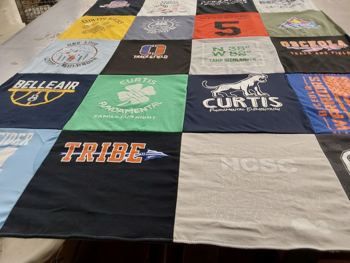 T-shirt quilt from curtis fundamental elementary school by Lisa from FL