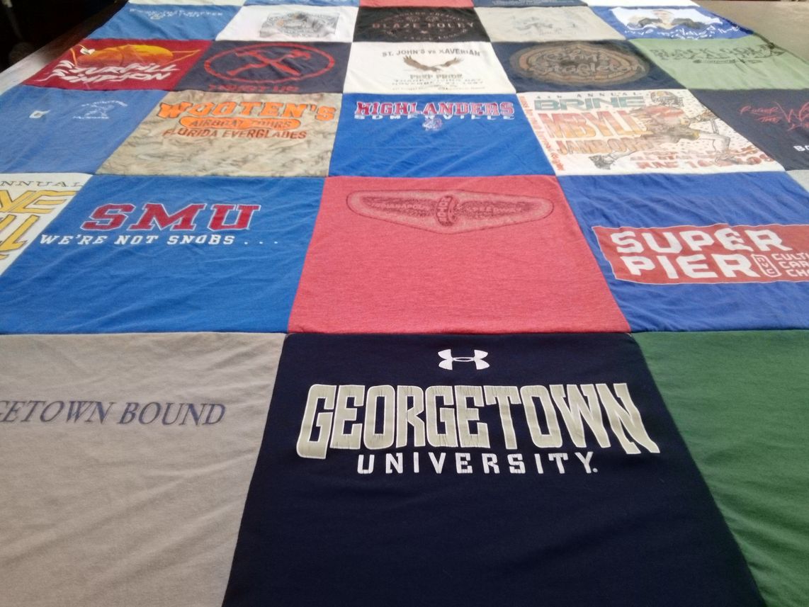 T-shirt quilt from georgetown university, southern methodist university by Brendan from MA