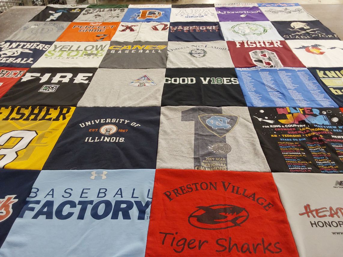 T-shirt quilt featuring tiger sharks by Jean from SC