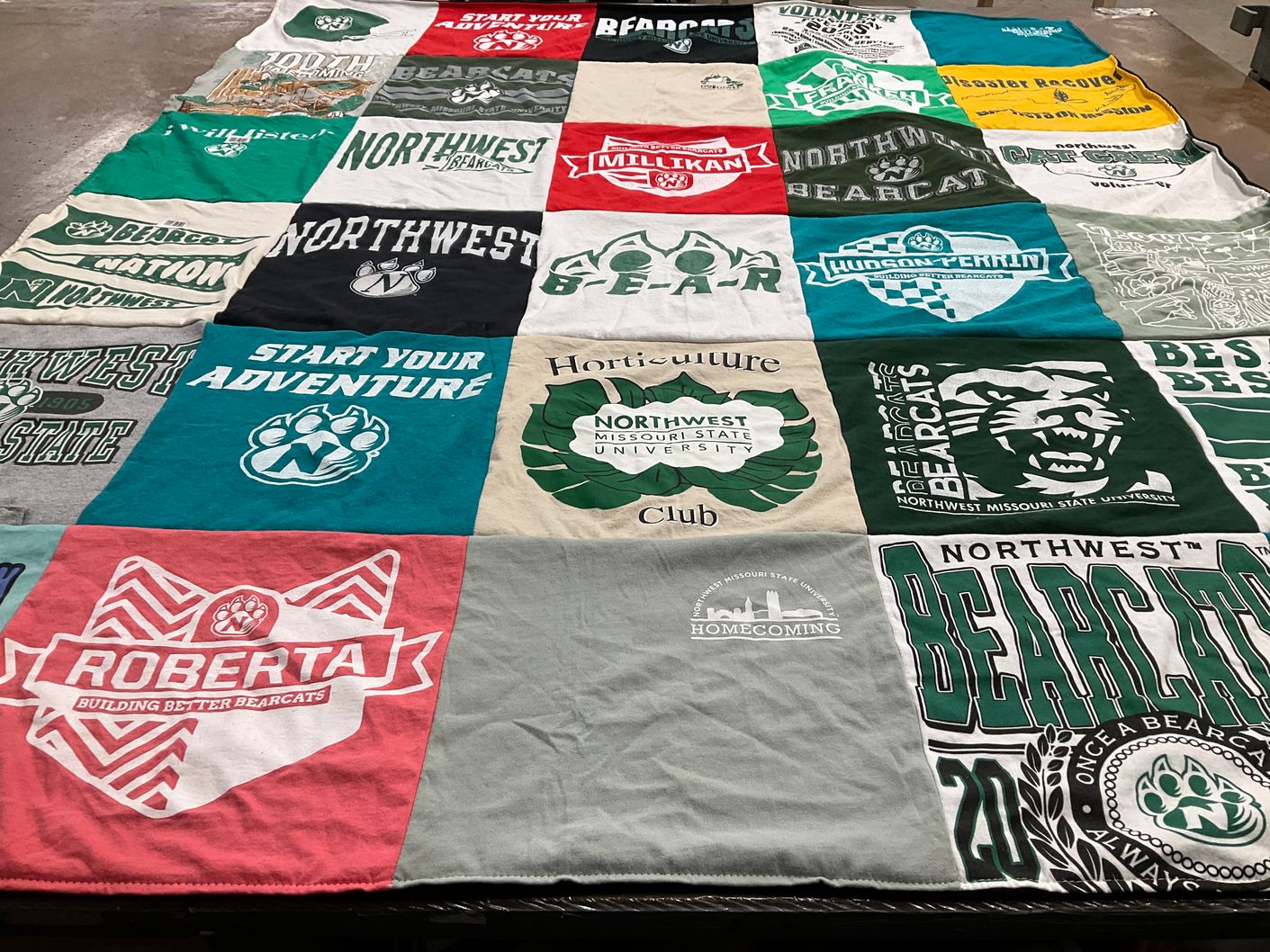 T-shirt quilt featuring northwest bearcats by Emily from MO