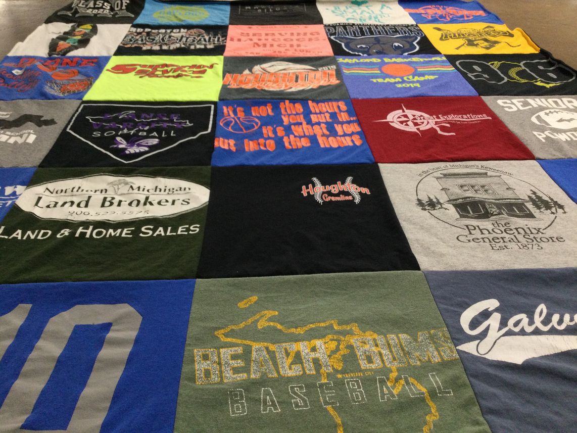 T-shirt quilt featuring houghton high school, hanover panthers by Shelley from MI