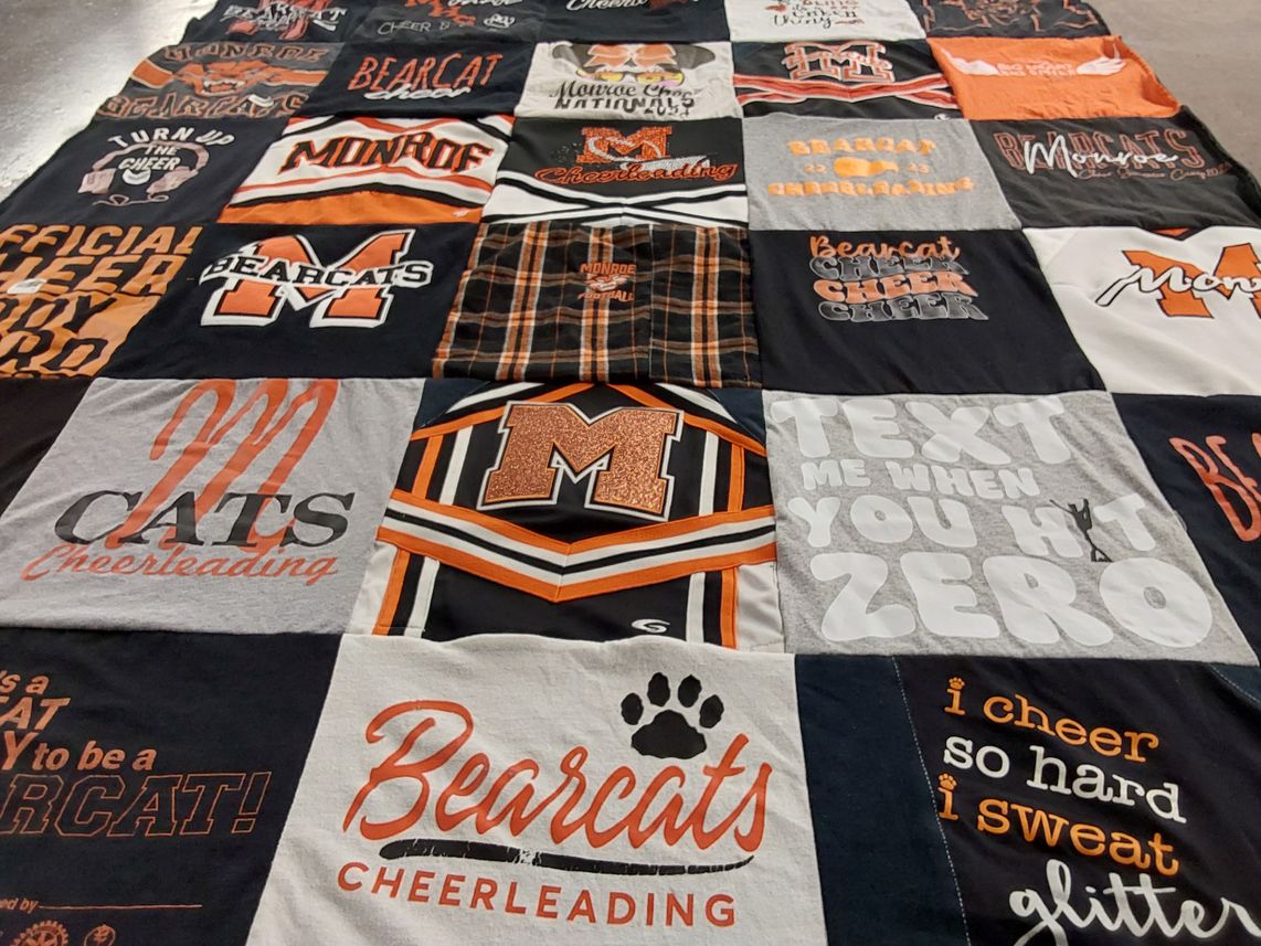 T-shirt quilt featuring monroe bearcats by Jen from WA