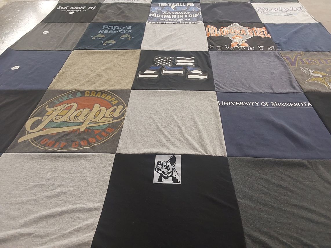 T-shirt quilt from university of minnesota, oklahoma state university by Dia from MN
