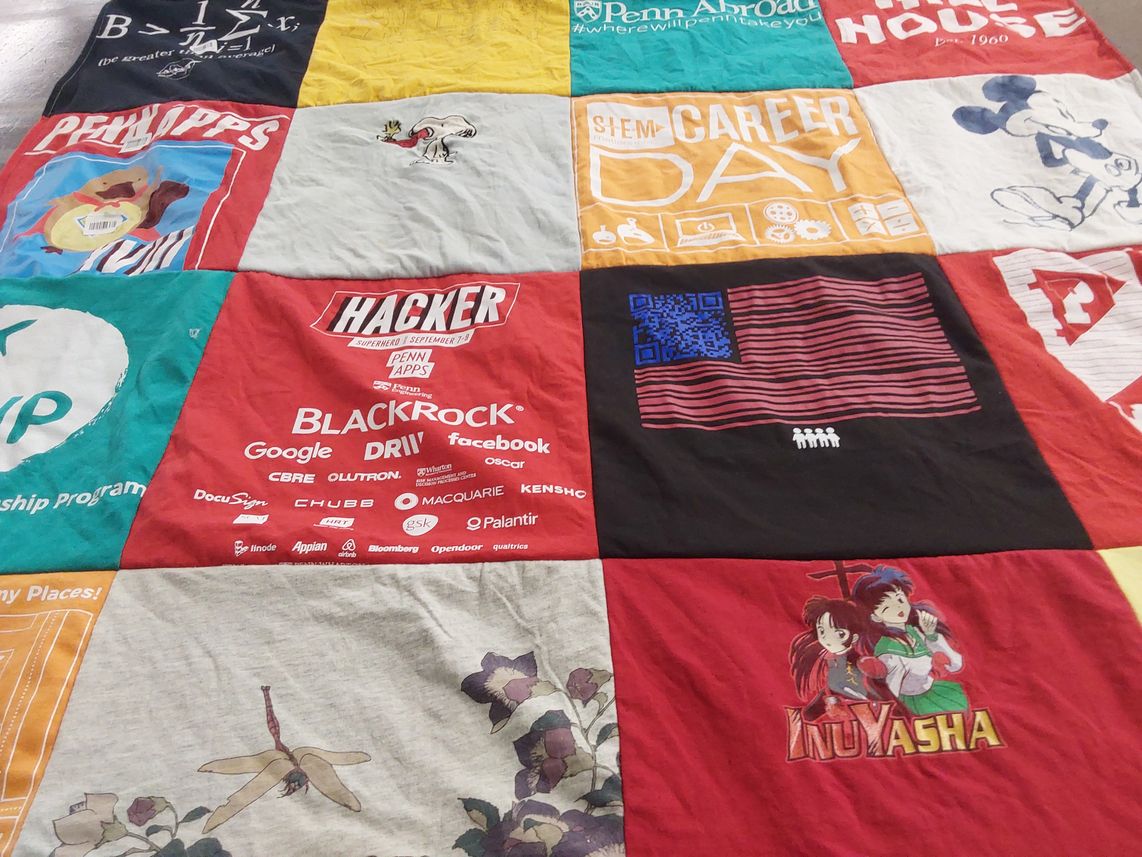 T-shirt quilt from university of pennsylvania by Yin from NY
