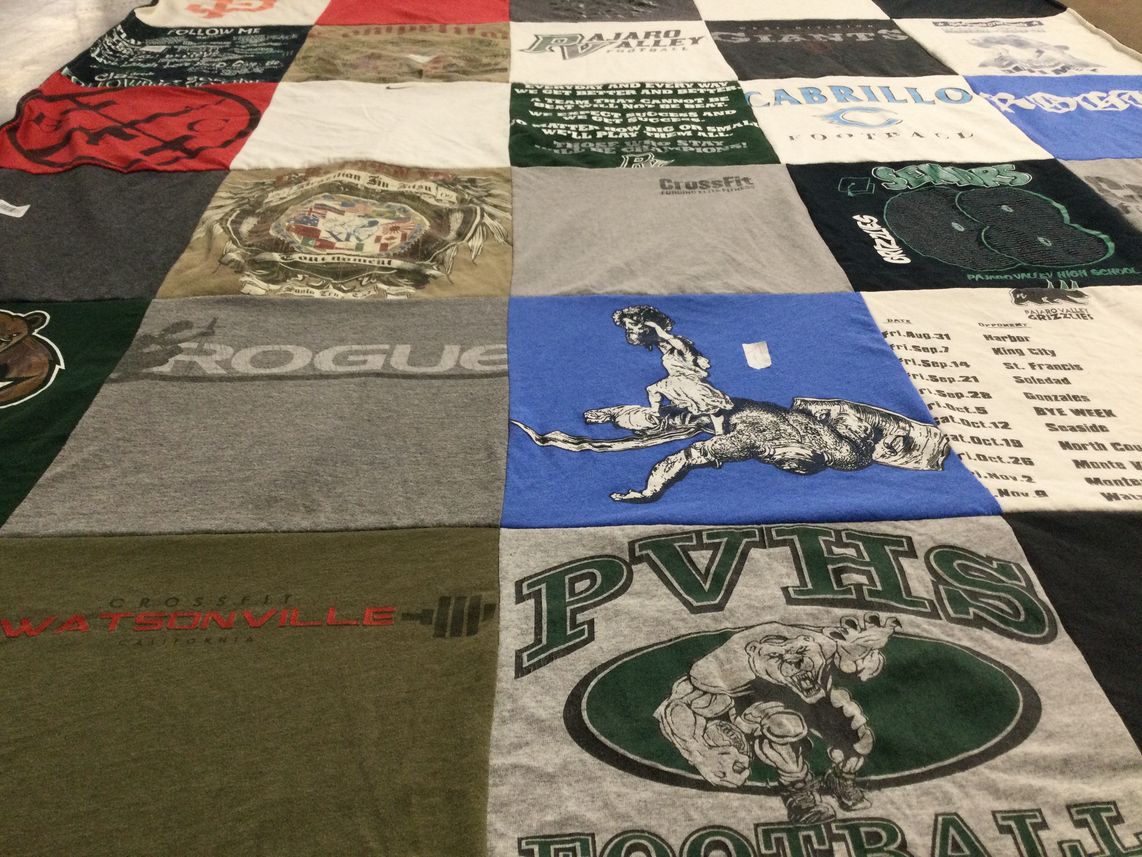 T-shirt quilt featuring pajaro valley high school football by Lora from CA