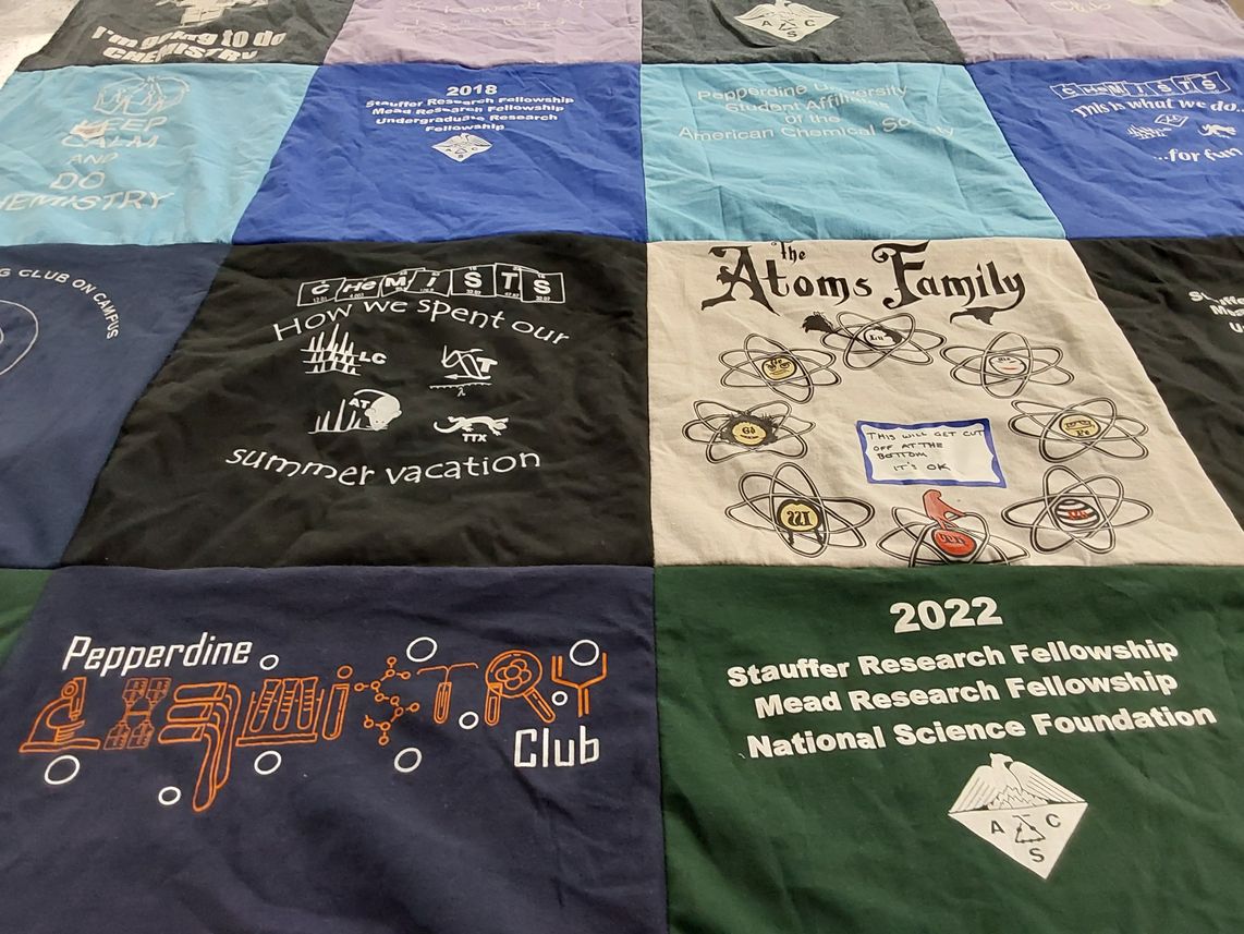 T-shirt quilt from pepperdine university by Daphne from CA