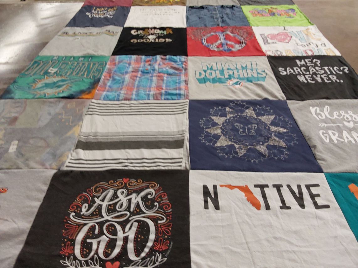 T-shirt quilt featuring miami dolphins by Justine from FL