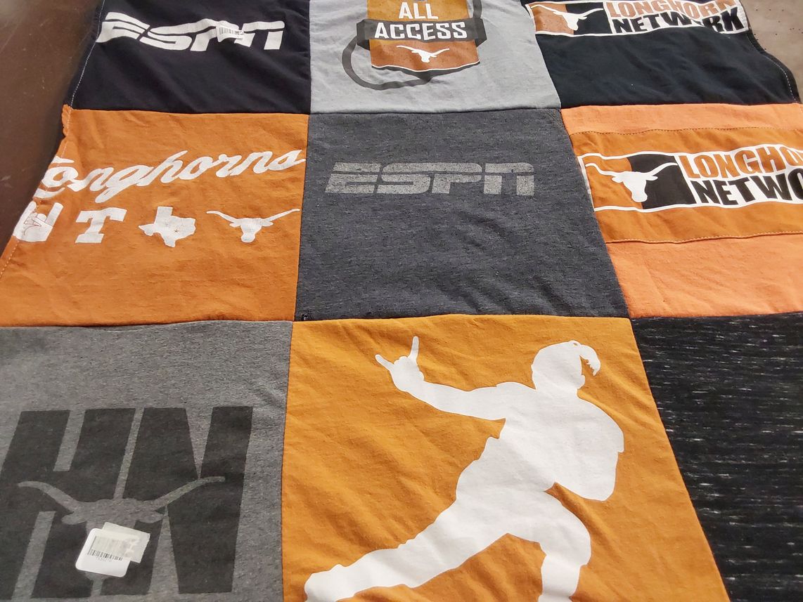 T-shirt quilt featuring texas longhorns football by Jeanette from TX