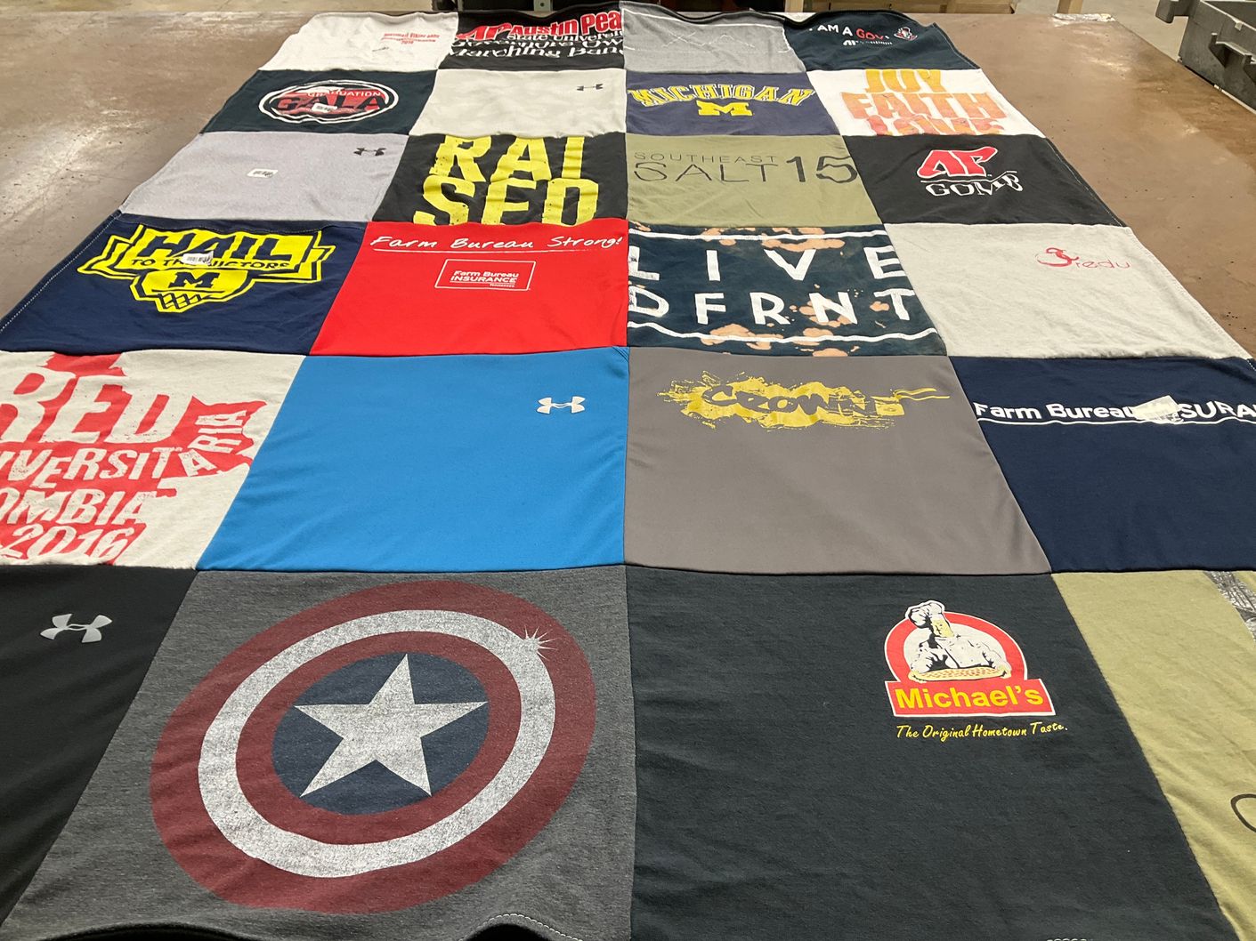 T-shirt quilt from university of michigan by Melissa from TN