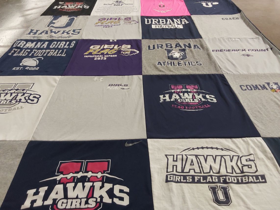 T-shirt quilt featuring urbana girls flag football by Julie from MD