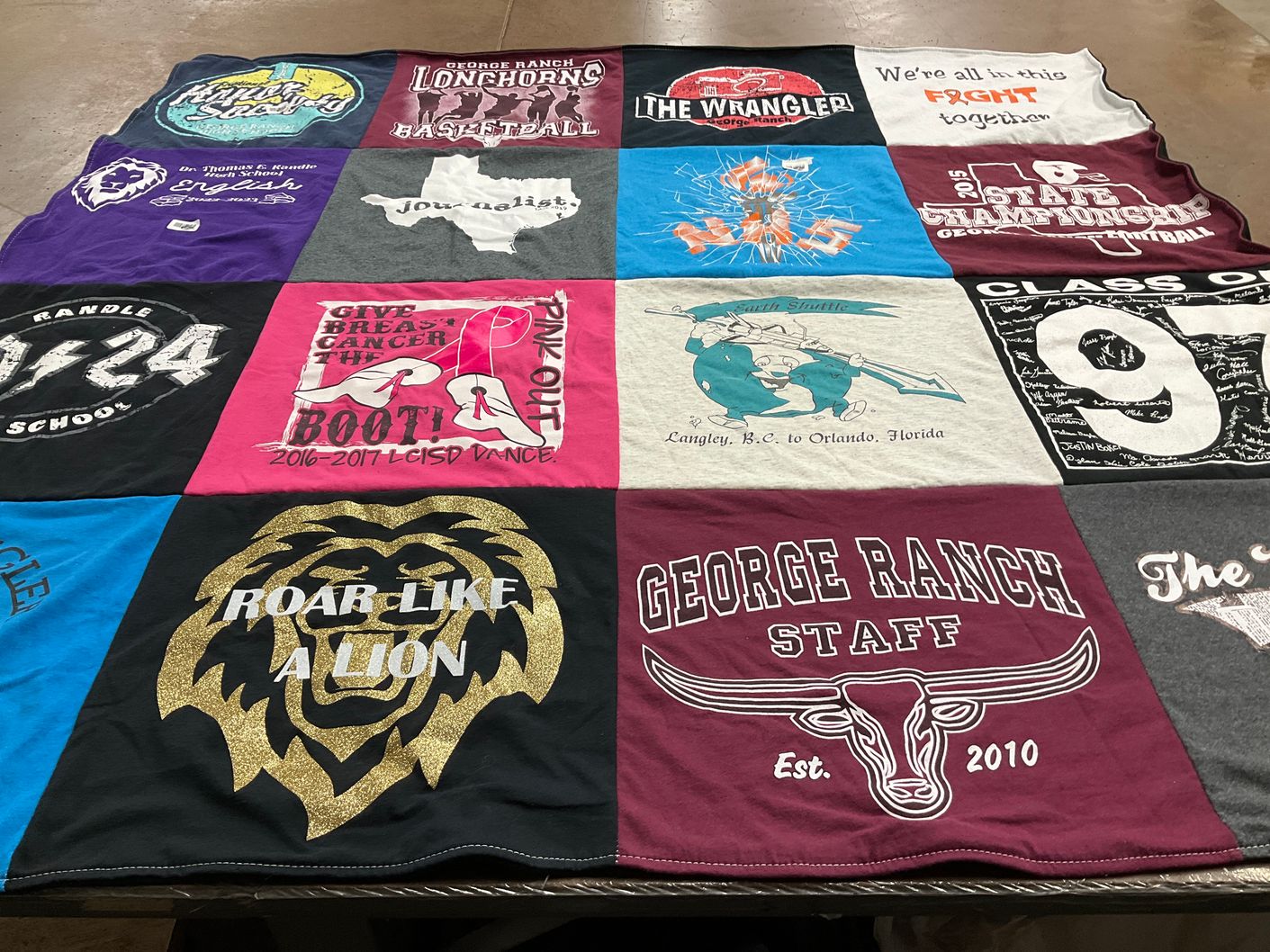 T-shirt quilt featuring george ranch basketball by Colleen from TX