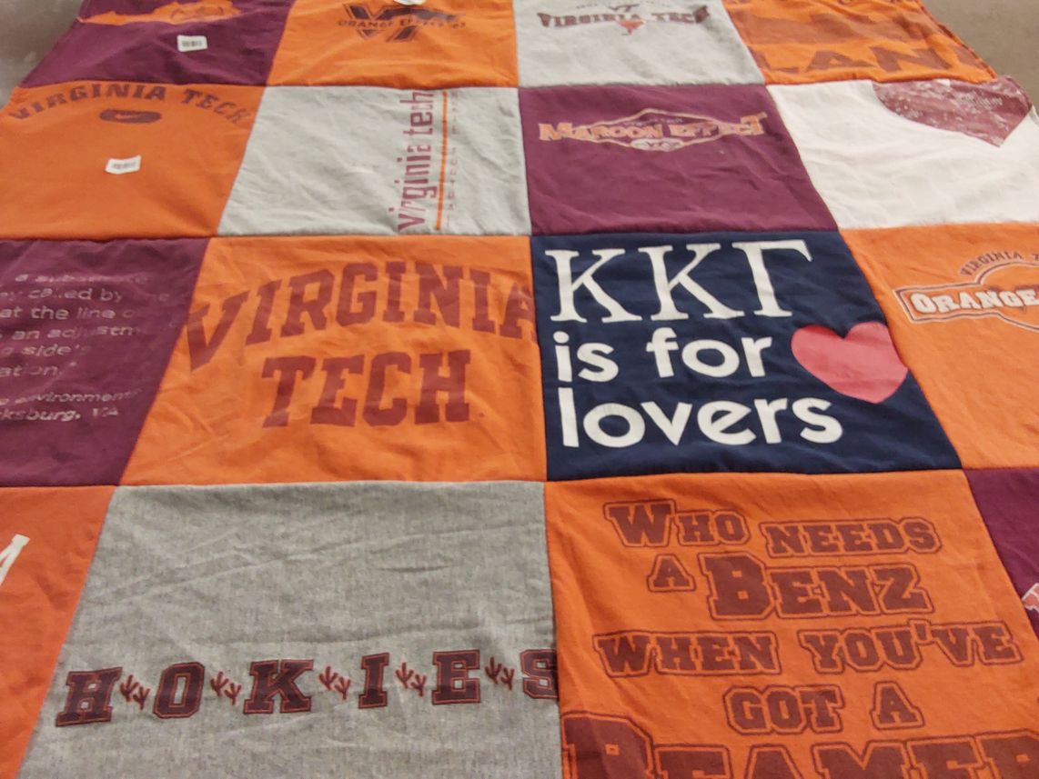 T-shirt quilt from virginia tech by Amy from MD