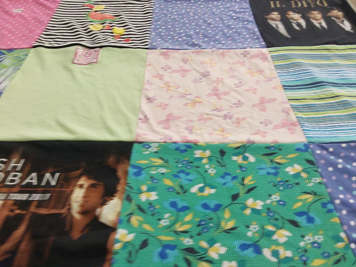 T-shirt quilt with music, concerts themes by Tammie from WI