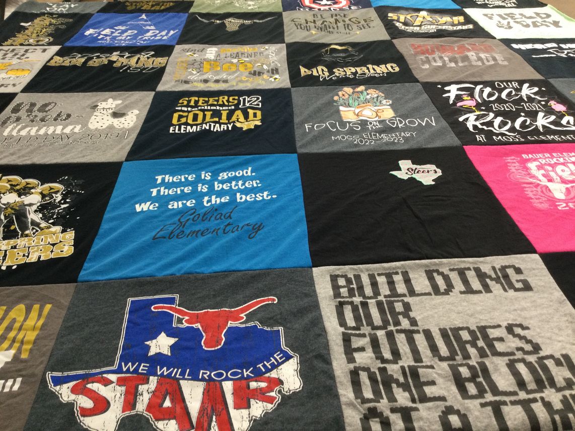 T-shirt quilt featuring goliad steers by Richard from TX