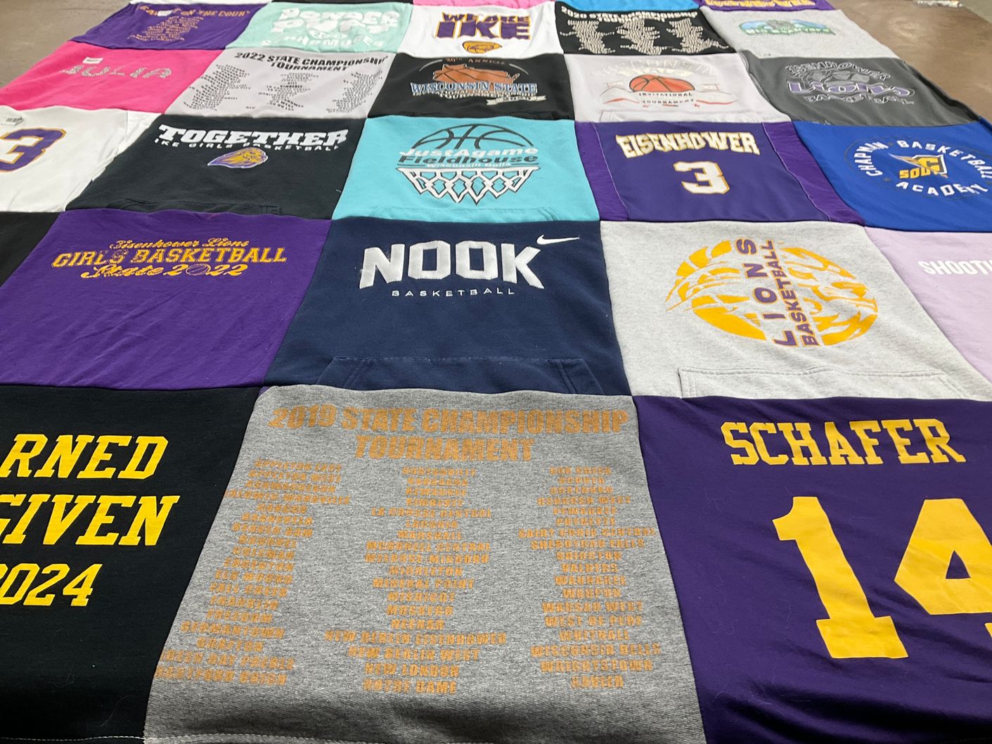 T-shirt quilt featuring lions basketball by Laurie from WI