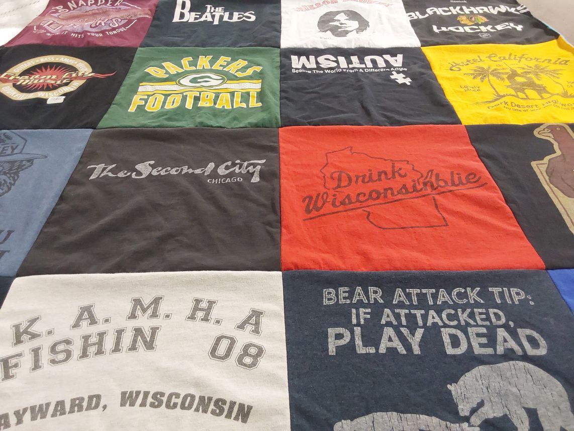 T-shirt quilt featuring green bay packers by Lisa from IN