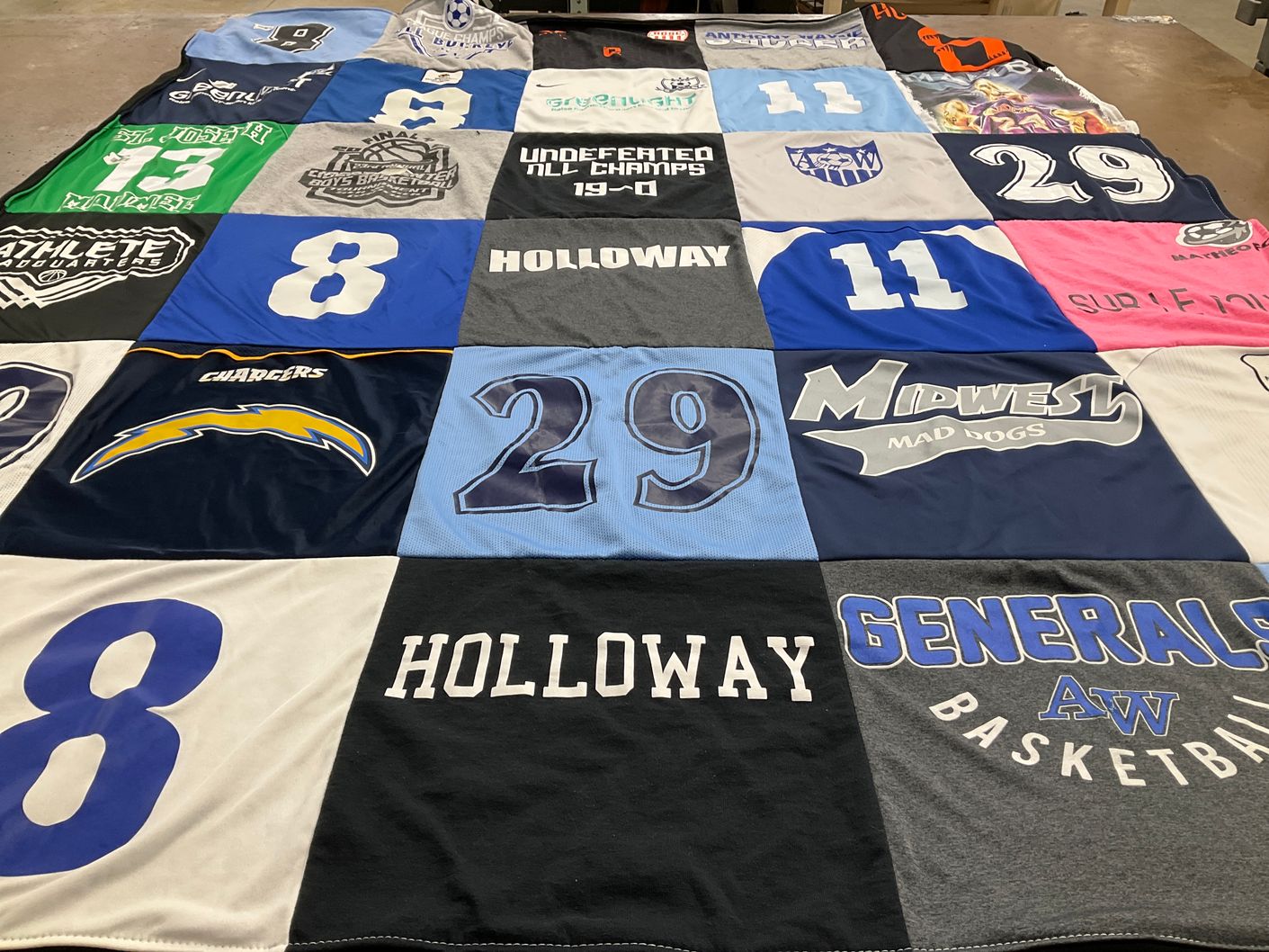 T-shirt quilt featuring midwest mad dogs, generals basketball by Jennifer from OH