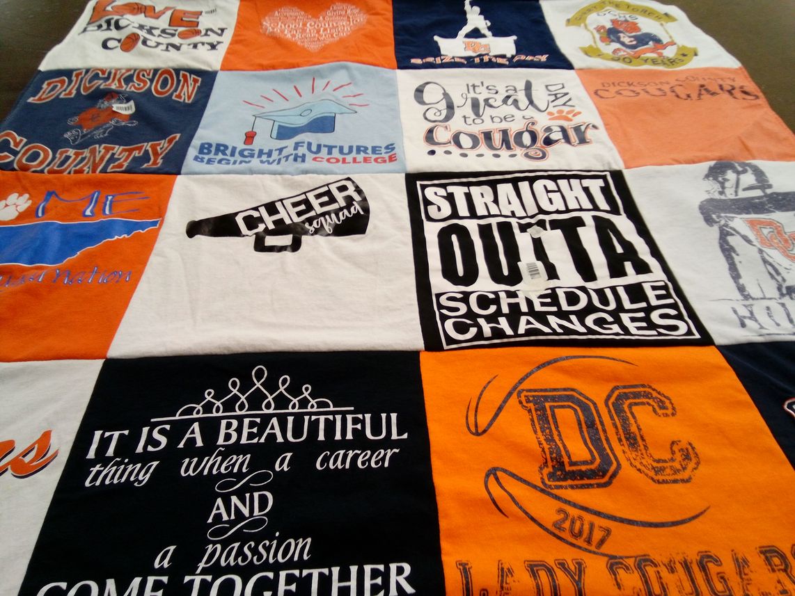 T-shirt quilt featuring dickson county cougars by Donna from TN