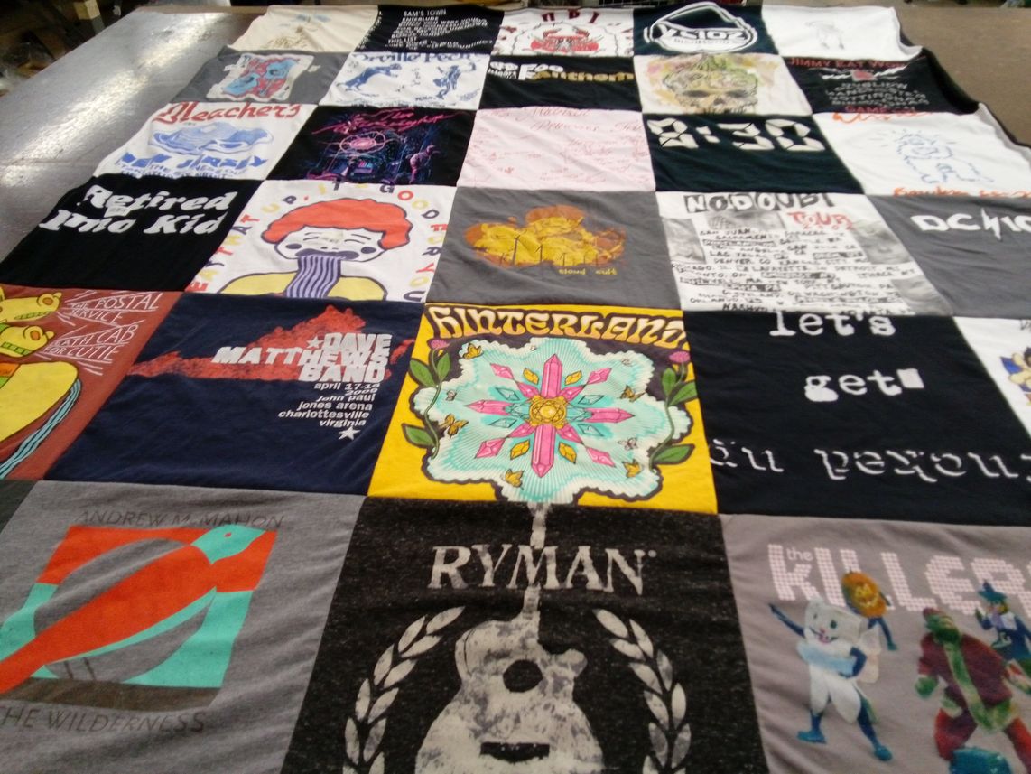 T-shirt quilt with music, concerts themes by Kayleigh from MD