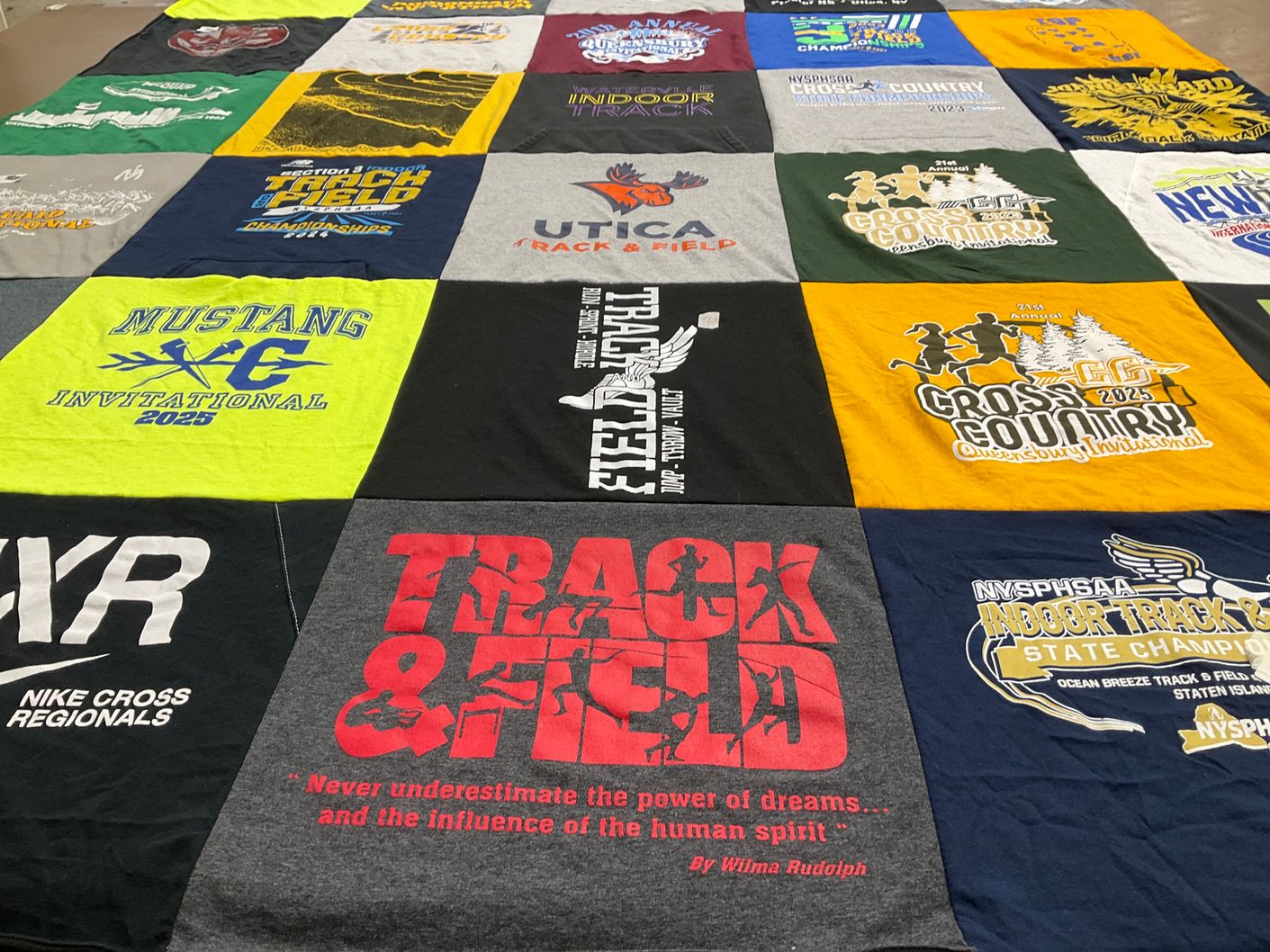 T-shirt quilt featuring mustang cross country by Liz from NY