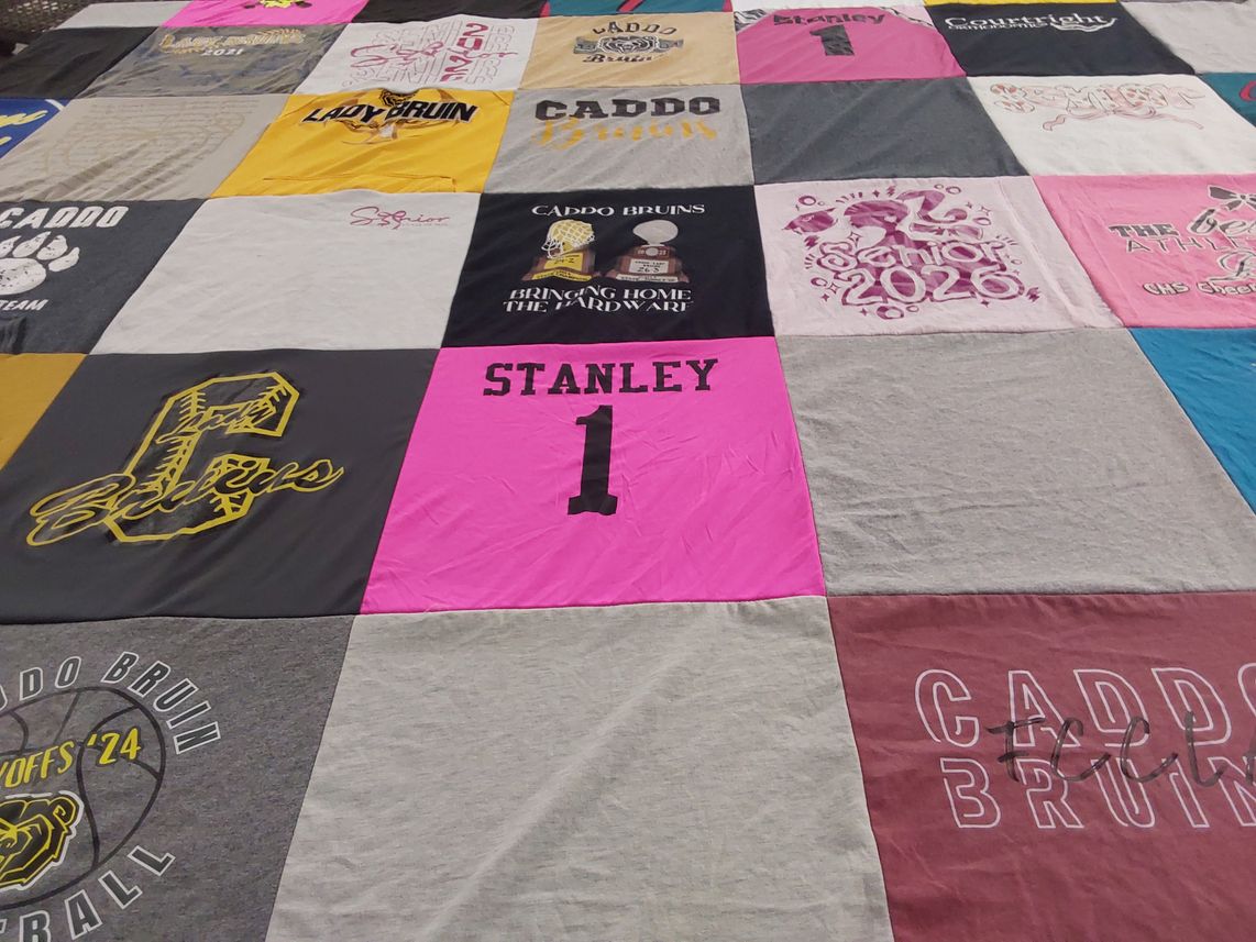 T-shirt quilt featuring caddo bruin football by Terra from OK