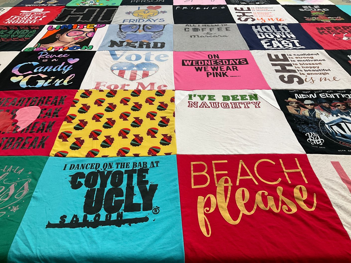 T-shirt quilt with politics, beach themes by Magdalene from MD