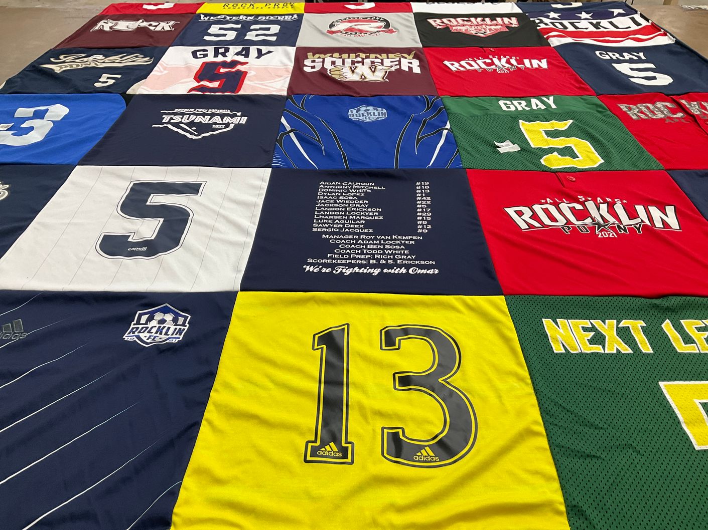 T-shirt quilt featuring rocklin soccer club by Sherene from CA