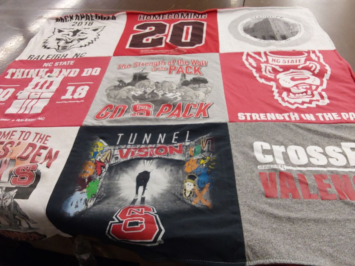T-shirt quilt featuring north carolina state university wolfpack by Beth from NC