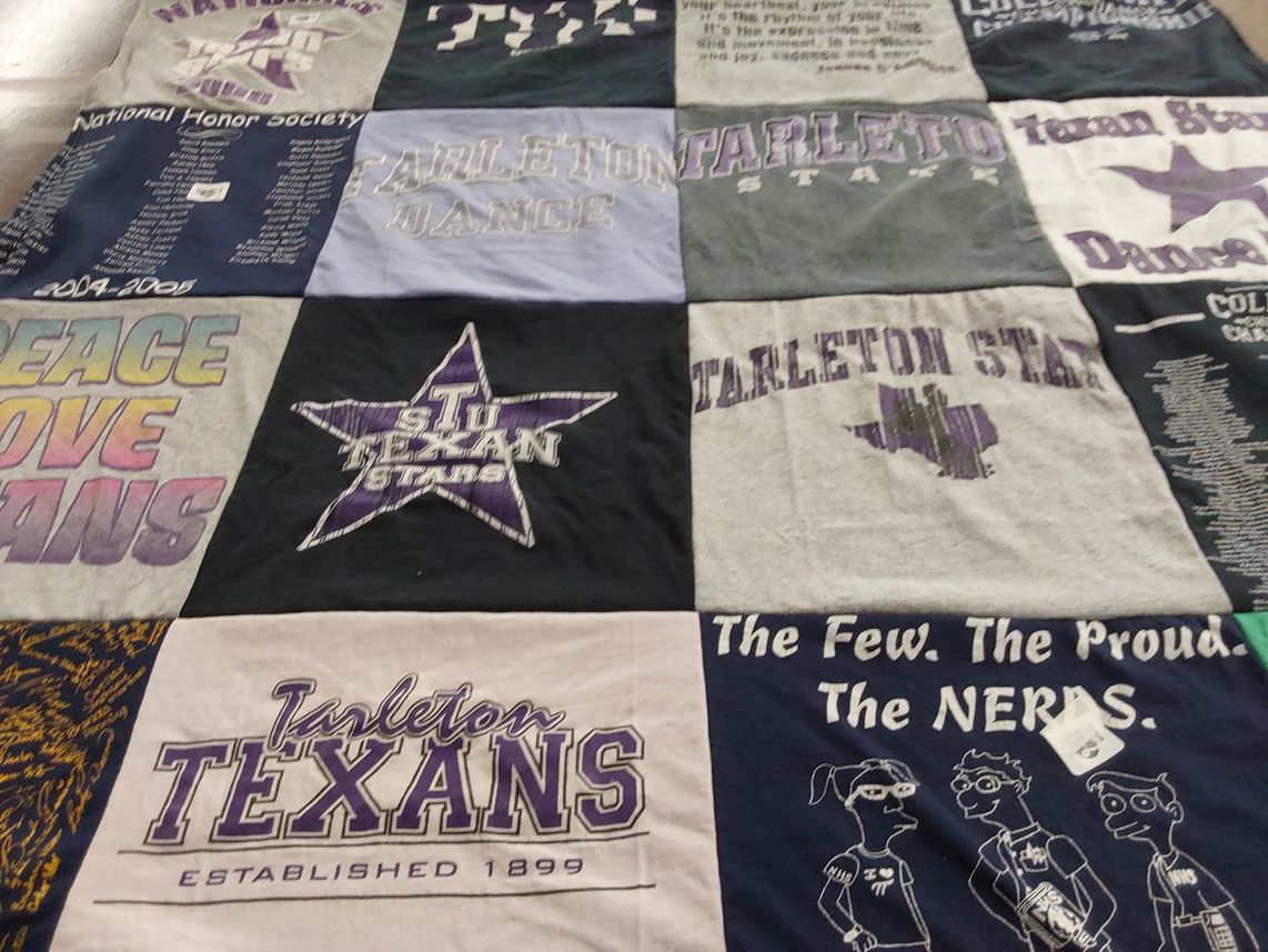 T-shirt quilt featuring tarleton state university stars by Pamela from TX