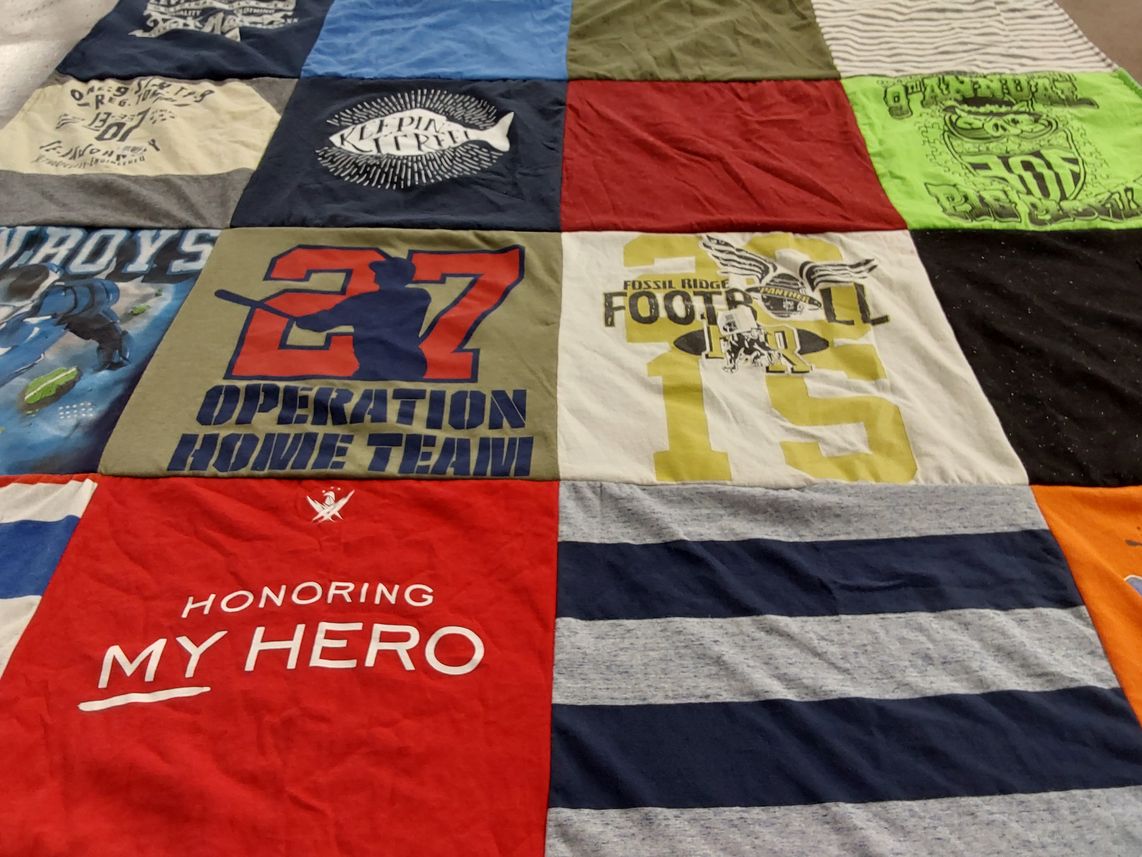 T-shirt quilt from fossil ridge high school by Crystal from GA