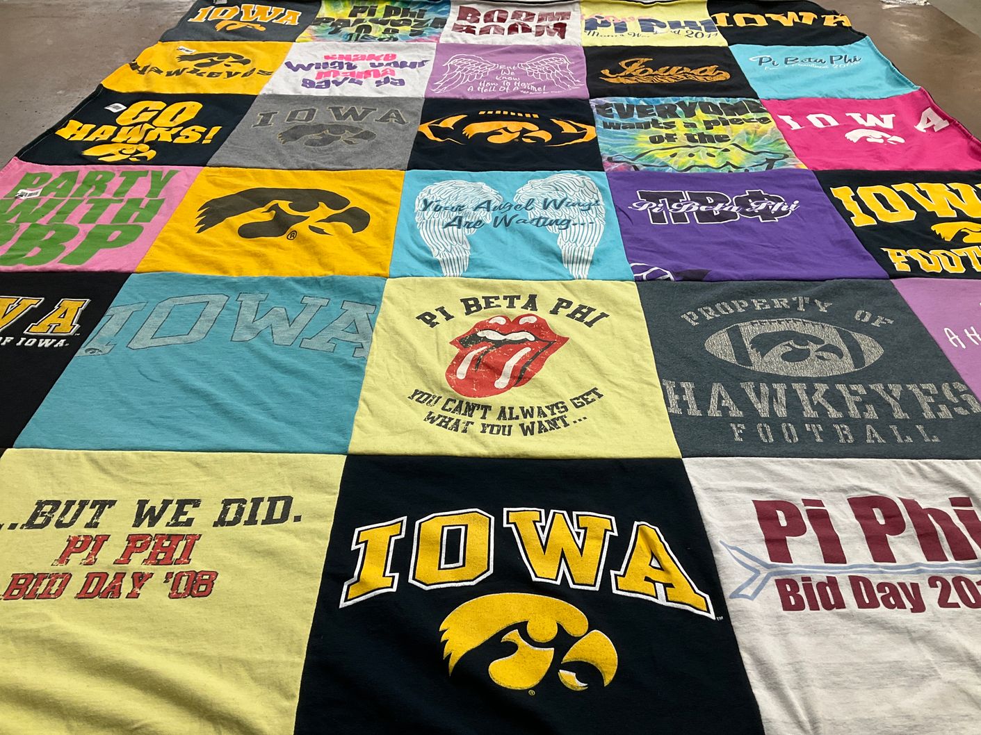 T-shirt quilt featuring iowa hawkeyes football by Anne from IL
