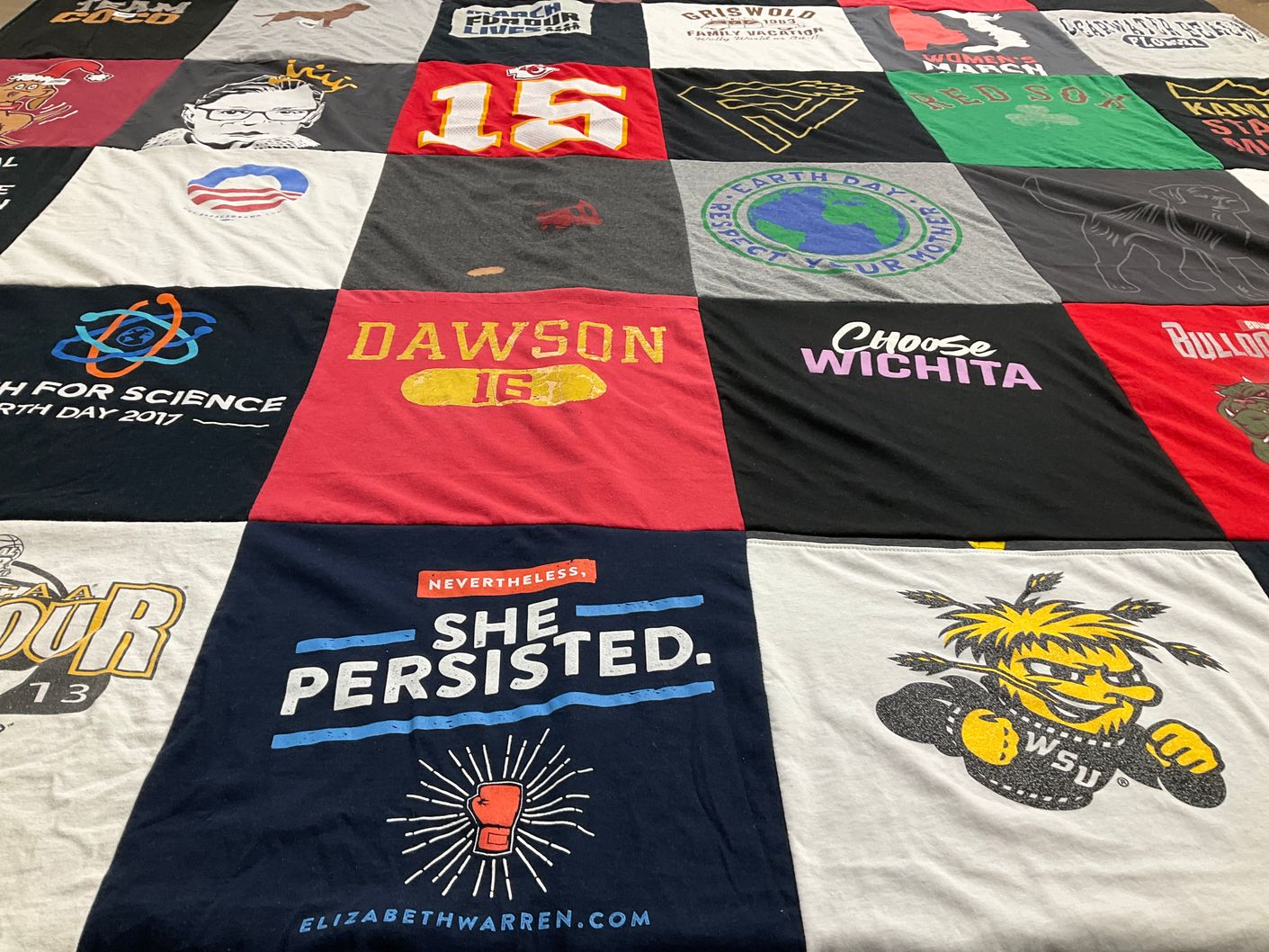 T-shirt quilt featuring kansas state university bulldogs by Tami from KS