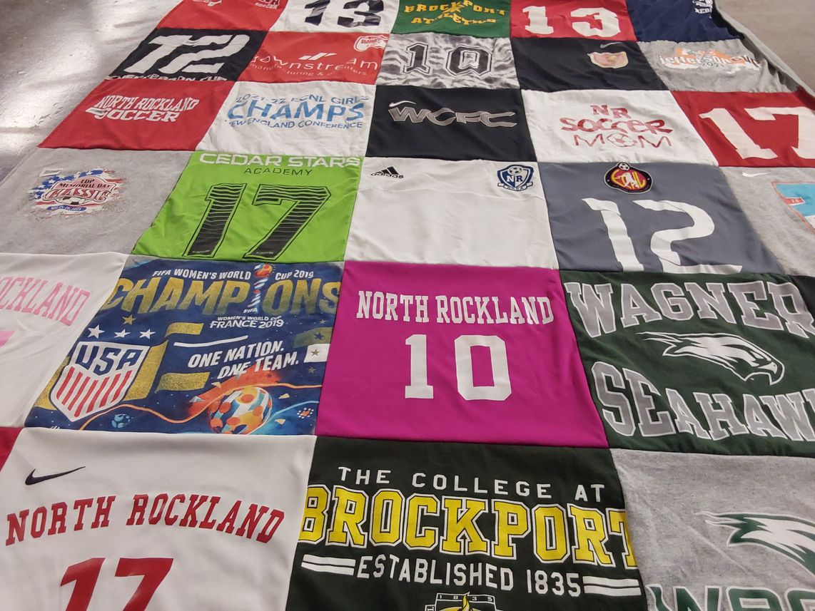 T-shirt quilt featuring wagner university seahawks, north rockland soccer by Stephany from NY