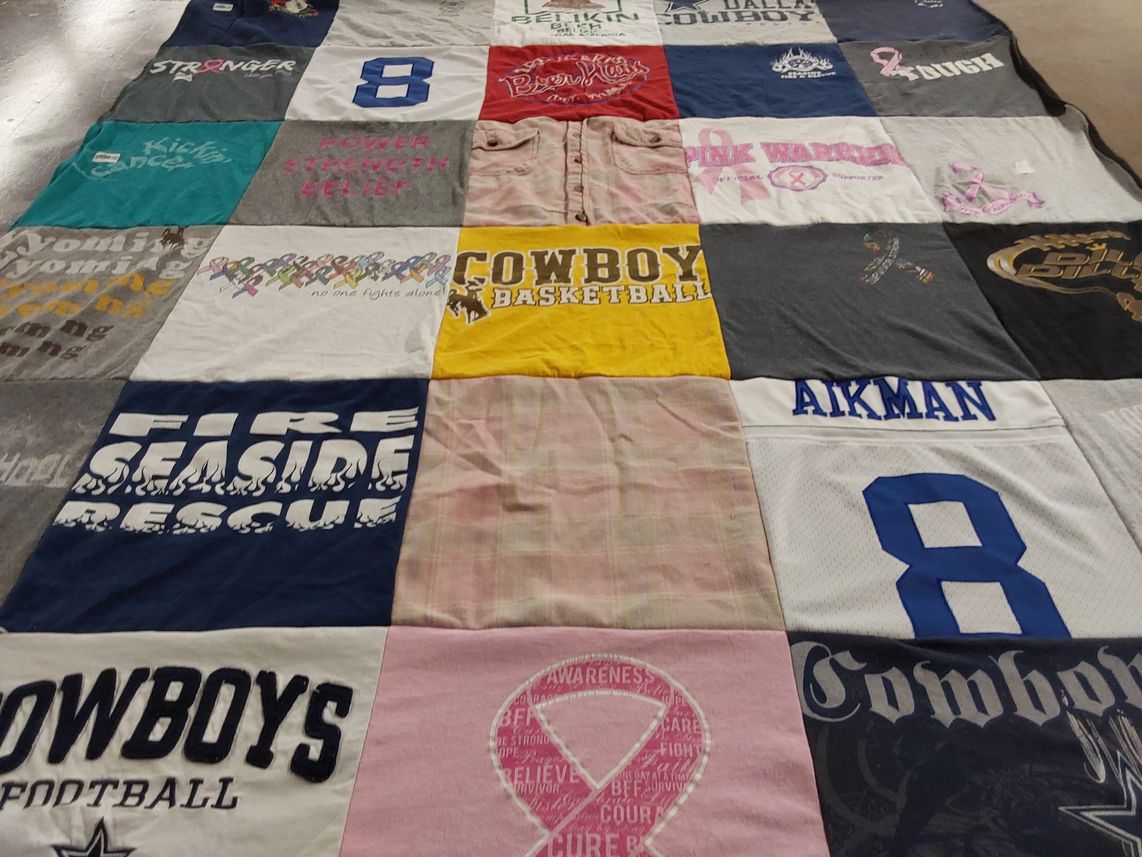 T-shirt quilt featuring university of wyoming cowboys by Amy from WY