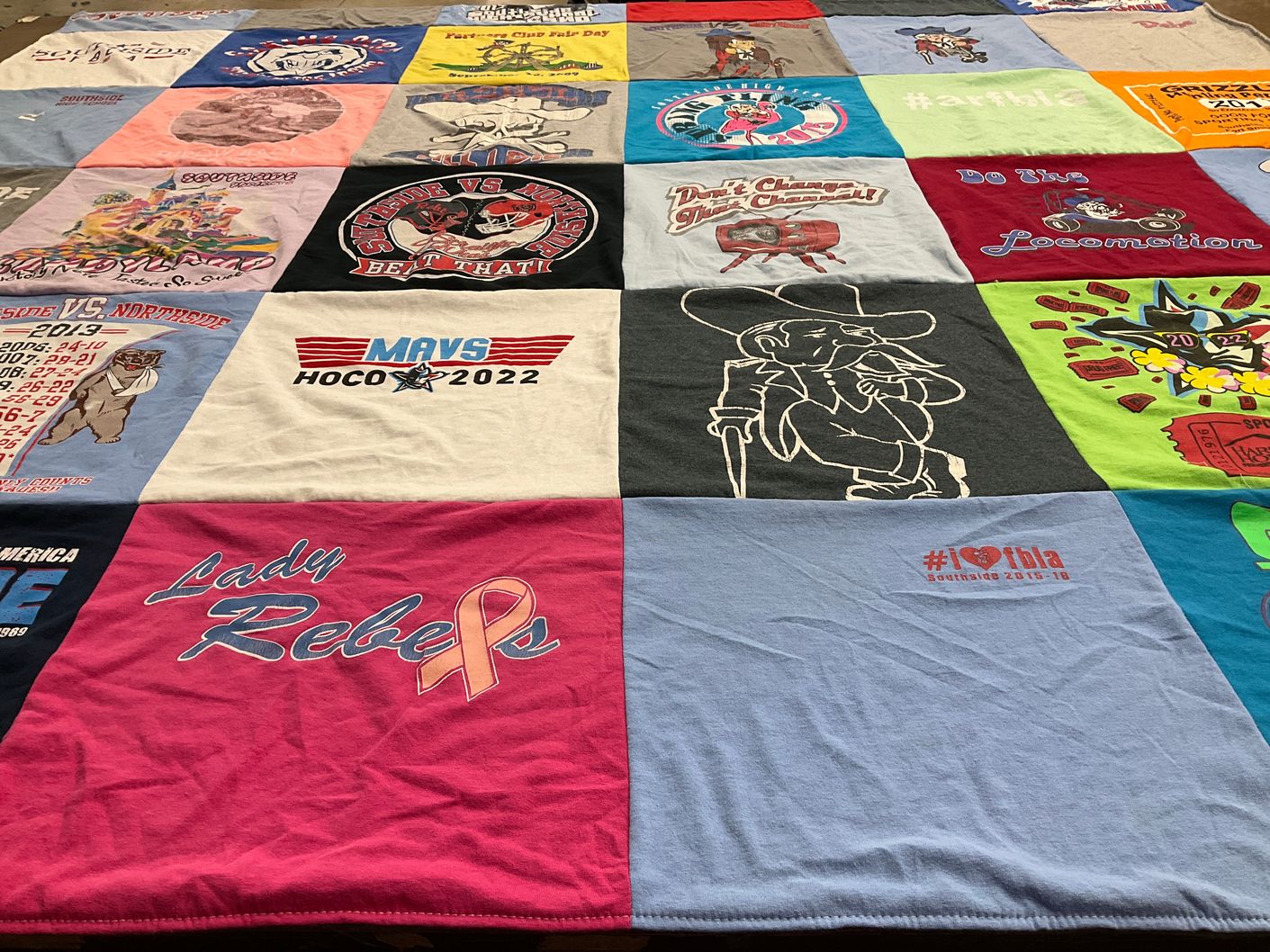 T-shirt quilt featuring southside high school lady rebels by Meagan from AR