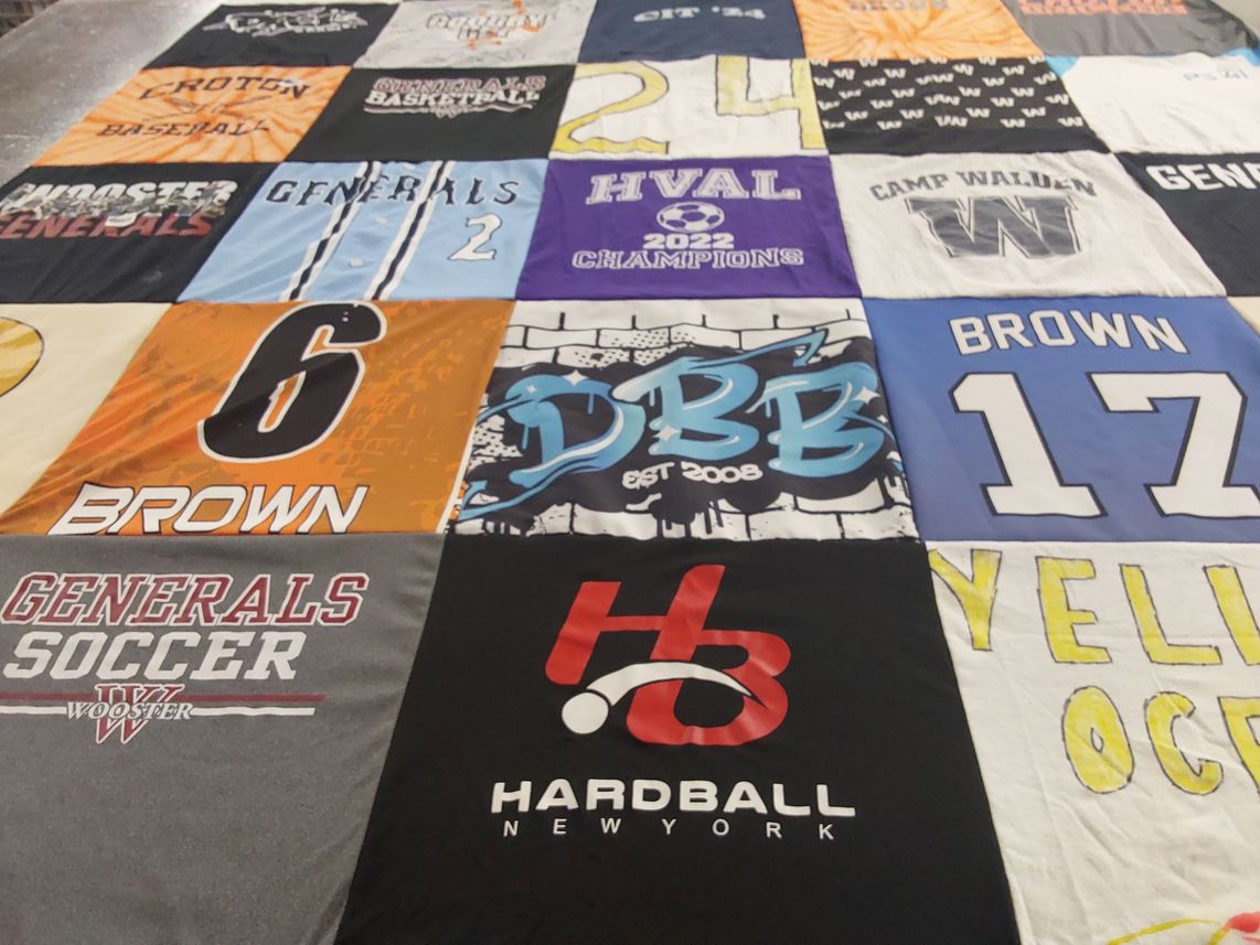 T-shirt quilt featuring wooster soccer, croton basketball by LISA from NY