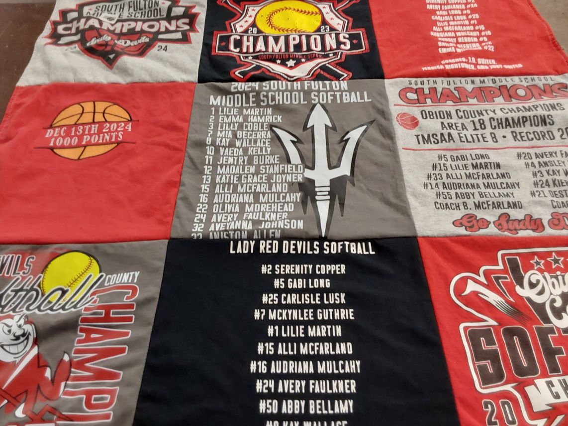 T-shirt quilt featuring lady red devils softball by Debbie from TN