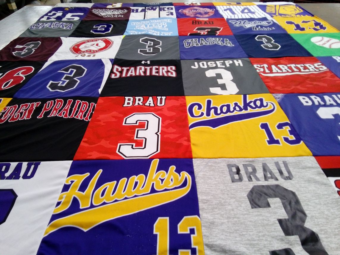 T-shirt quilt from brau high school, chaska high school by Angela from MN