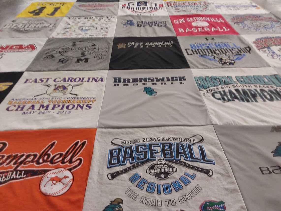 T-shirt quilt featuring east carolina baseball, campbell baseball by Brandy from SC