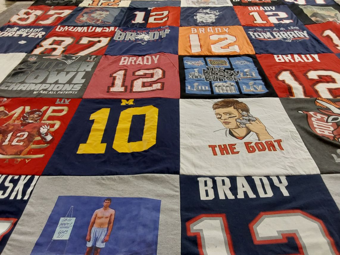 T-shirt quilt featuring new england patriots by Joyann from IL