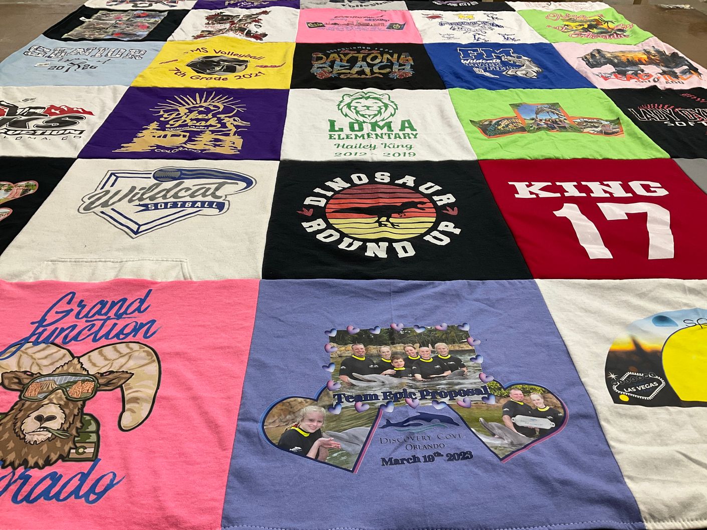T-shirt quilt featuring wildcat softball by Amber from CO