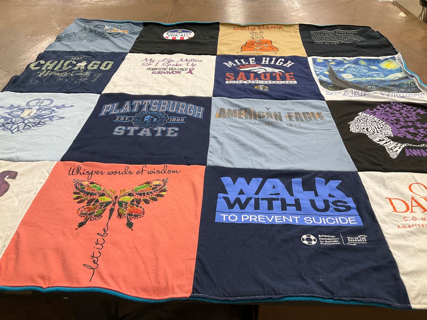 T-shirt quilt from plattsburgh state university by Candace from NY