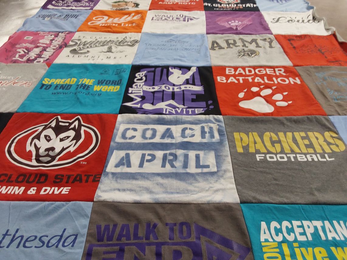T-shirt quilt featuring packers football by Kelly from MN