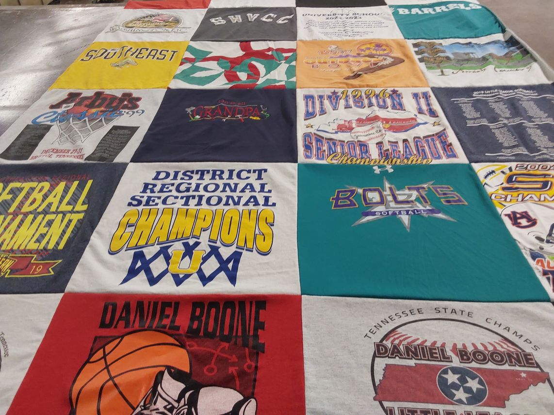 T-shirt quilt featuring bolts softball by Carolyn from TN