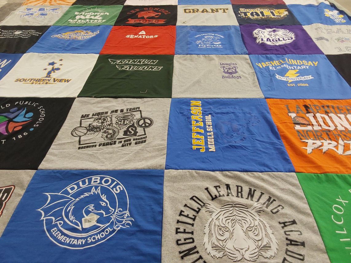 T-shirt quilt featuring lanphier lions by Cathi from IL