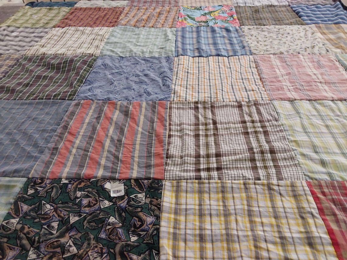 T-shirt quilt with quilting, textiles themes by JEAN from MA