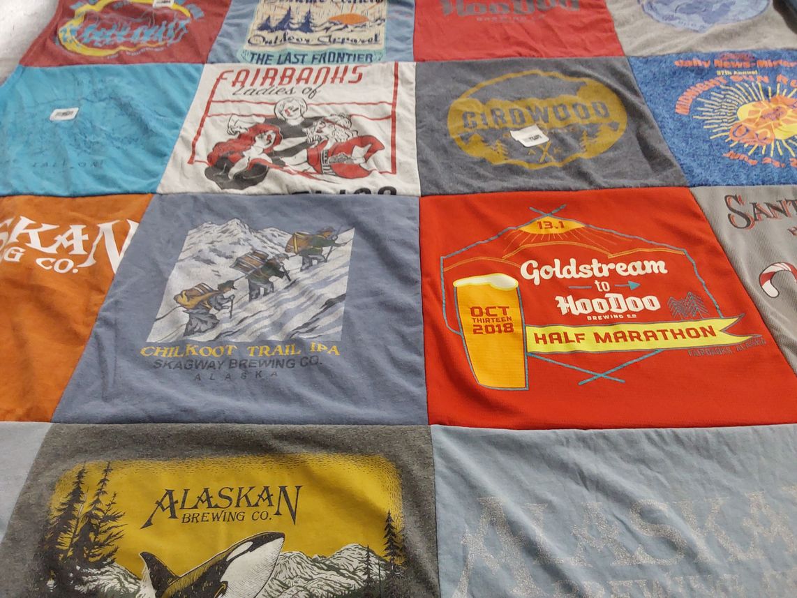 T-shirt quilt with brewing, marathon themes by Will from AL